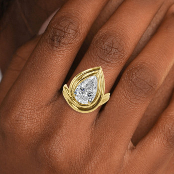4.2ct Pear Cut Curved Shank Modern Engagement Ring