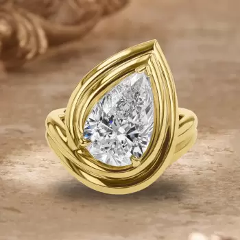4.2ct Pear Cut Curved Shank Modern Engagement Ring