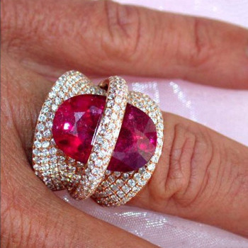 12ct Oval Cut Vivid Red Ruby Bold Cocktail Ring