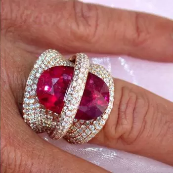 12ct Oval Cut Vivid Red Ruby Bold Cocktail Ring