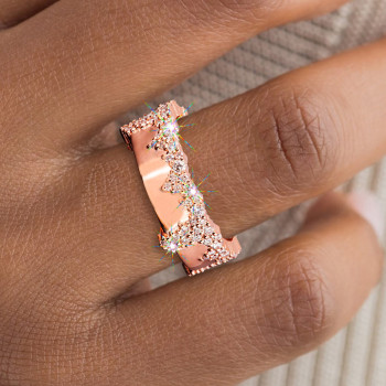Nature-inspired Snow Cluster Polished Wedding Band