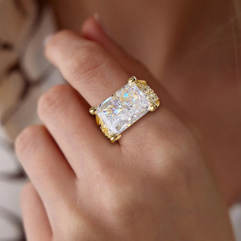 9ct Radiant Cut White Sapphire High Profile Engagement Ring