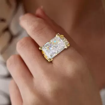 9ct Radiant Cut White Sapphire High Profile Engagement Ring