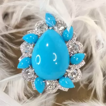 6ct Pear Cut Turquoise Vintage Halo Cocktail Ring