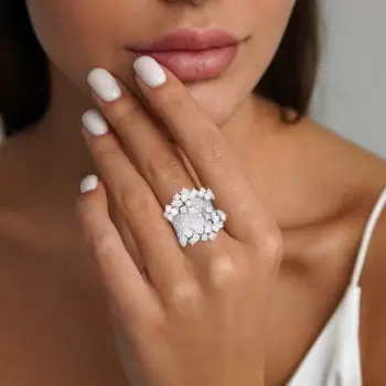 4ctw Round Cut Cluster Flower Cocktail Ring