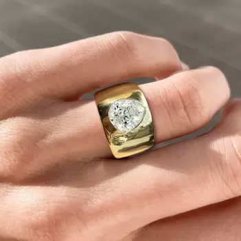 2.5ct Pear Cut Modern Sculptural Bold Engagement Ring