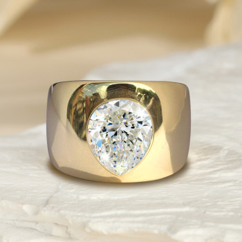 2.5ct Pear Cut Modern Sculptural Bold Engagement Ring