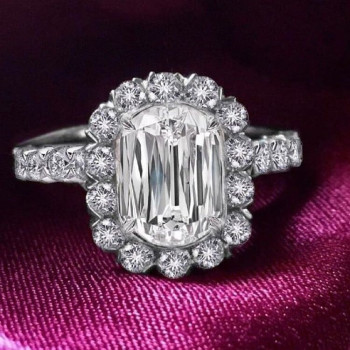 8ct Cushion Shaped Criss Cut Halo Engagement Ring