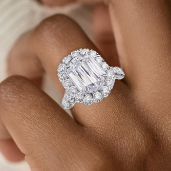 8ct Cushion Shaped Criss Cut Halo Engagement Ring