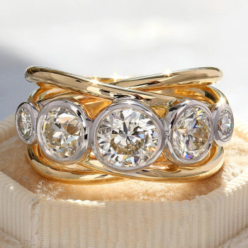 6ctw Round Cut Intertwined Two Tone Cocktail Ring