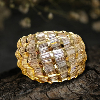 6ctw Baguette Cut White Sapphire Vintage Cocktail Ring