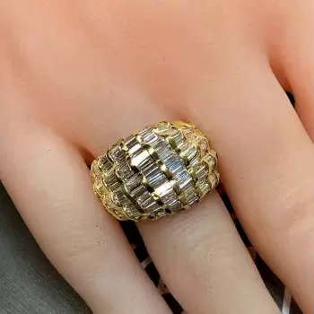 6ctw Baguette Cut White Sapphire Vintage Cocktail Ring