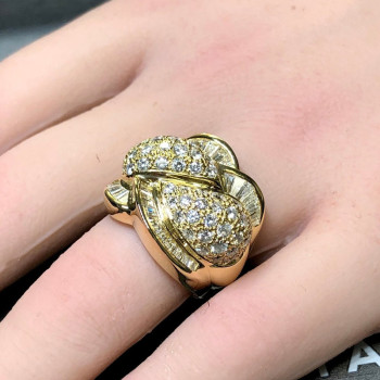 6ctw Round and Baguette Cut Vintage Bypass Cocktail Ring