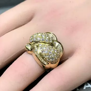 6ctw Round and Baguette Cut Vintage Bypass Cocktail Ring