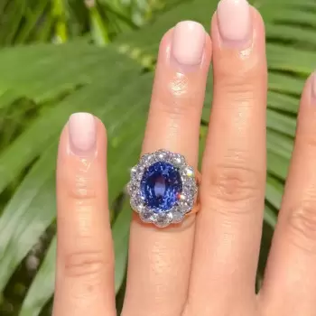 5ct Oval Cut Tanzanite Blue Sapphire Halo Cocktail Ring