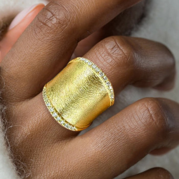 Micro-paved Satin Finish Matte Bold Cocktail Ring