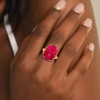 15ct Large Oval Cut Ruby Flush Set Shank Cocktail Ring