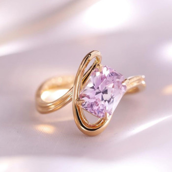 3ct Radiant Cut Lyric Pink Sapphire Modern Ring