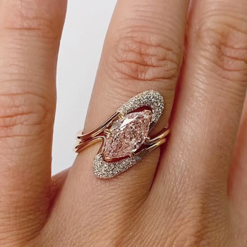 1.5ct Marquise Cut Pink Sapphire Modern Wedding Ring Set