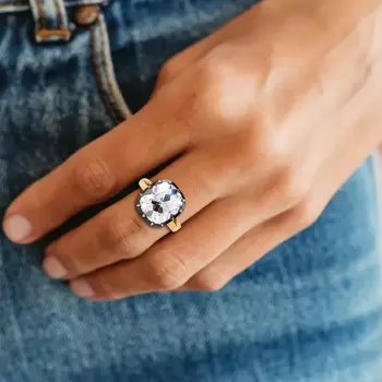 5.6ct Cushion Cut White Sapphire Vintage Engagement Ring