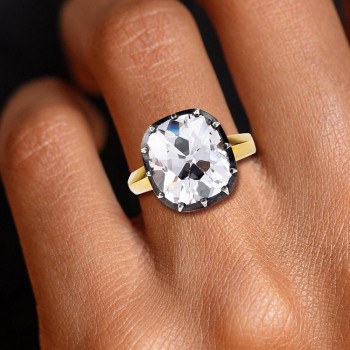 5.6ct Cushion Cut White Sapphire Vintage Engagement Ring