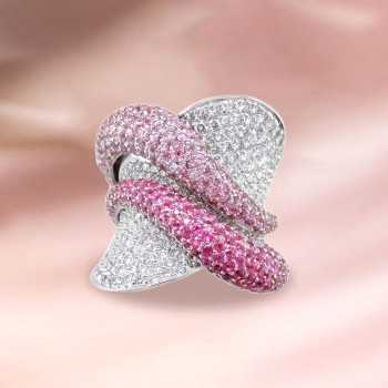 5ctw White and Pink Sapphire Paved Bold Cocktail Ring
