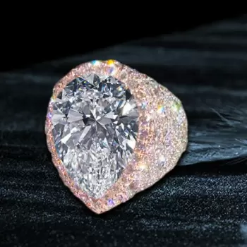 9.3ct Pear Cut Allover Paved Pink Sapphire Cocktail Ring