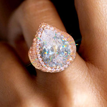 9.3ct Pear Cut Allover Paved Pink Sapphire Cocktail Ring
