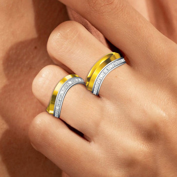 3ctw Round Cut Two Tone Curved Mobius Wedding Band