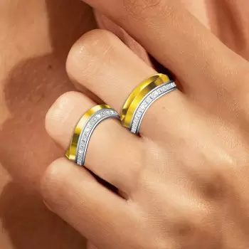 3ctw Round Cut Two Tone Curved Mobius Wedding Band