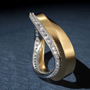 3ctw Round Cut Two Tone Curved Mobius Wedding Band