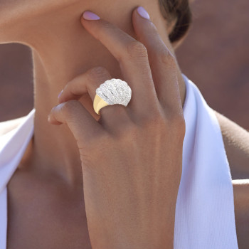 6ctw Round Cut Two Tone Dome Vintage Cocktail Ring
