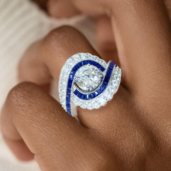 2ct Round Cut Art-deco Bypass Vintage Engagement Ring