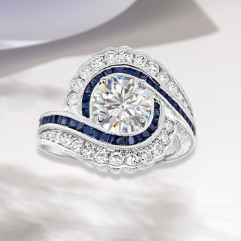 2ct Round Cut Art-deco Bypass Vintage Engagement Ring