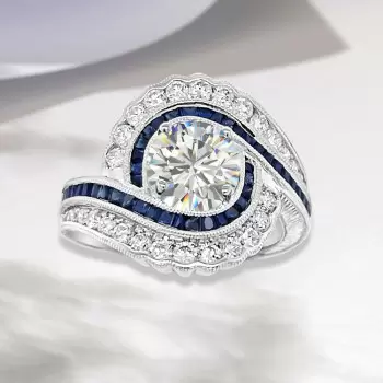 2ct Round Cut Art-deco Bypass Vintage Engagement Ring