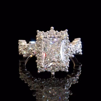 4ct Radiant Cut Vintage Lace Engagement Ring