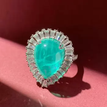 10ct Waterdrop-Shaped Paraiba Halo Cocktail Ring