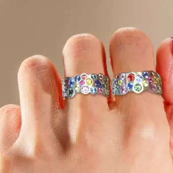 6.5ctw Flush Set Multicolor Sapphire Starry Rainbow Ring
