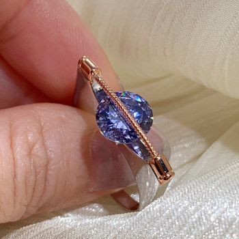 3ct Round Cut Tanzanite Blue Sapphire Modern Engagement Ring