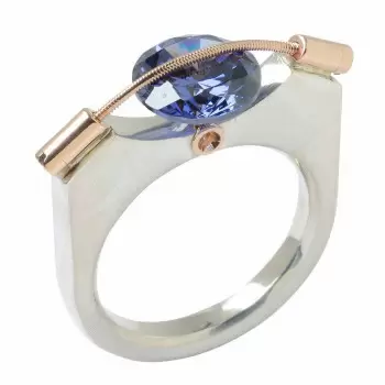 3ct Round Cut Tanzanite Blue Sapphire Modern Engagement Ring
