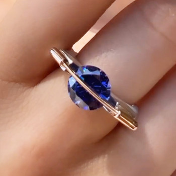 3ct Round Cut Tanzanite Blue Sapphire Modern Engagement Ring