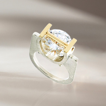 6.8ct Round Cut Tension Set Modern Engagement Ring