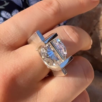 6.8ct Round Cut Tension Set Modern Engagement Ring