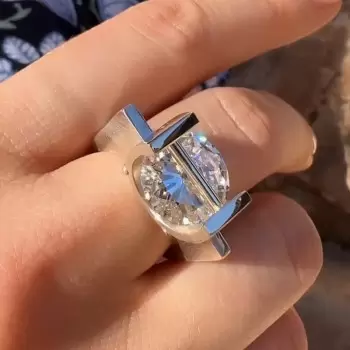 6.8ct Round Cut Tension Set Modern Engagement Ring