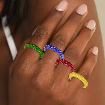 3ctw Multicolor Sapphire Paved Stackable Eternity Ring