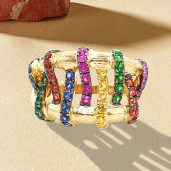 Multicolor Sapphire Crossover Cocktail Ring