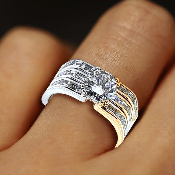 2.7ct Round Cut European Shank Two Tone Engagement Ring