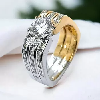2.7ct Round Cut European Shank Two Tone Engagement Ring
