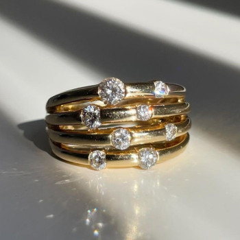 Scattered White Sapphire Modern Wedding Band