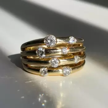 Scattered White Sapphire Modern Wedding Band